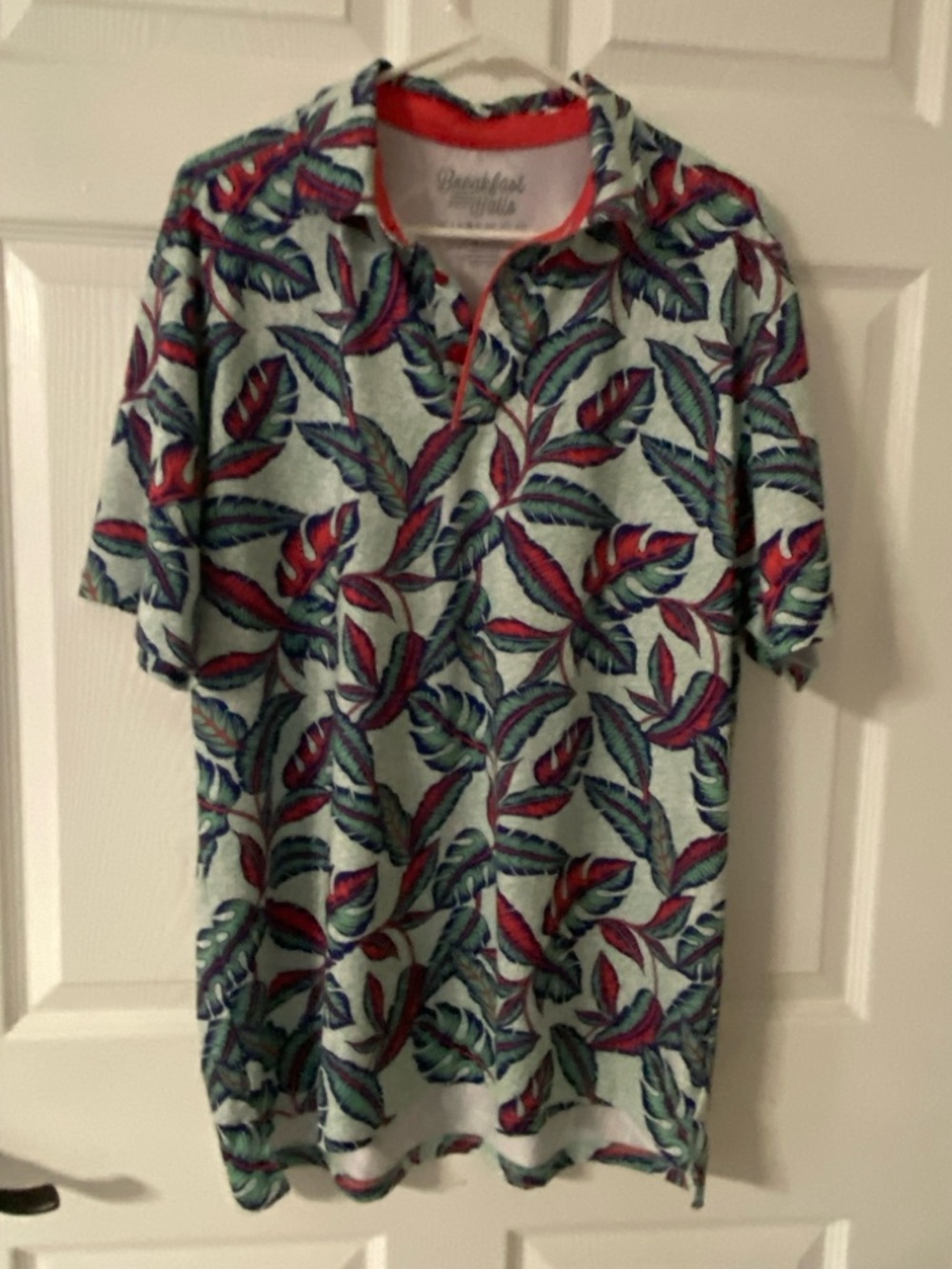 T38a- BREAKFAST BALLS Tropical LEAF ON THE GREEN Golf Shirt